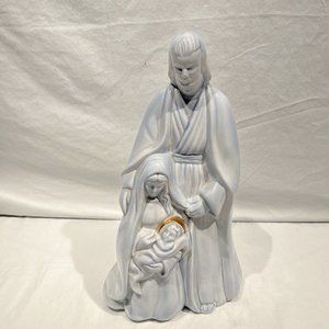 Vintage Mary & Joseph & Baby Jesus white Blue Gold  porcelain‎
